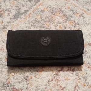 Kipling Black Foldover Wallet with Logo